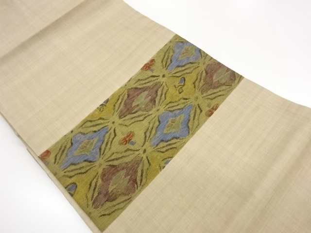 JAPANESE NAGOYA OBI / TSUMUGI / WOVEN ABSTRACT RHOMBUS